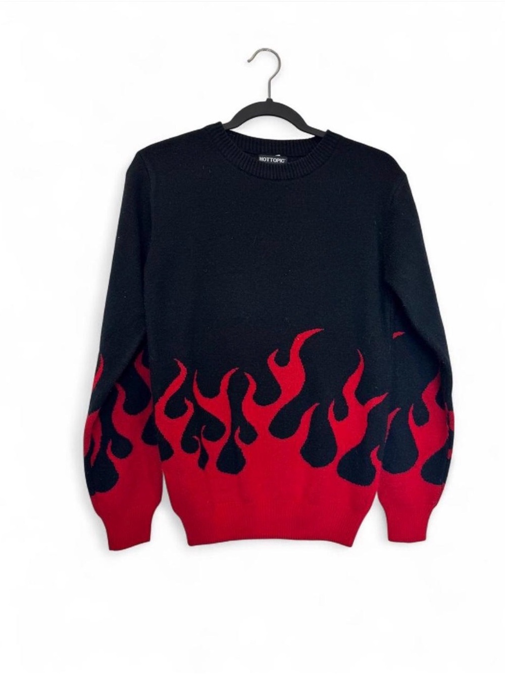 Hot Topic Flames Crewneck Sweater XS Alternative Grunge Goth